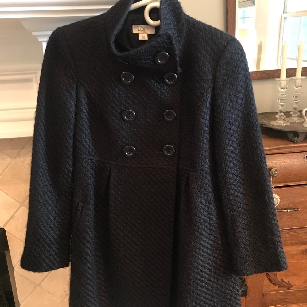 Black woven wool Pea Coat